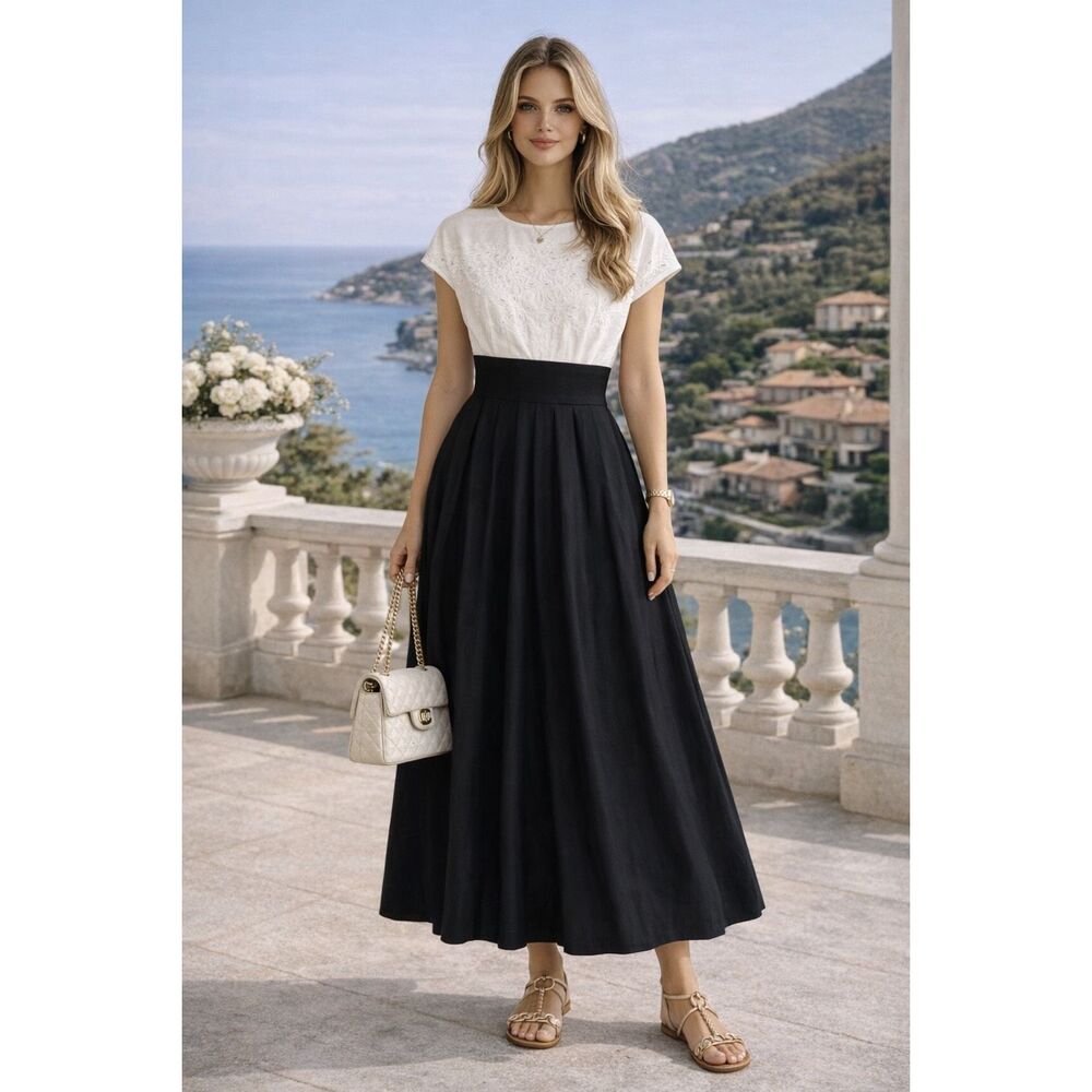 Vintage Marie St. Claire Linen Blend Embroidered Dress Size 12